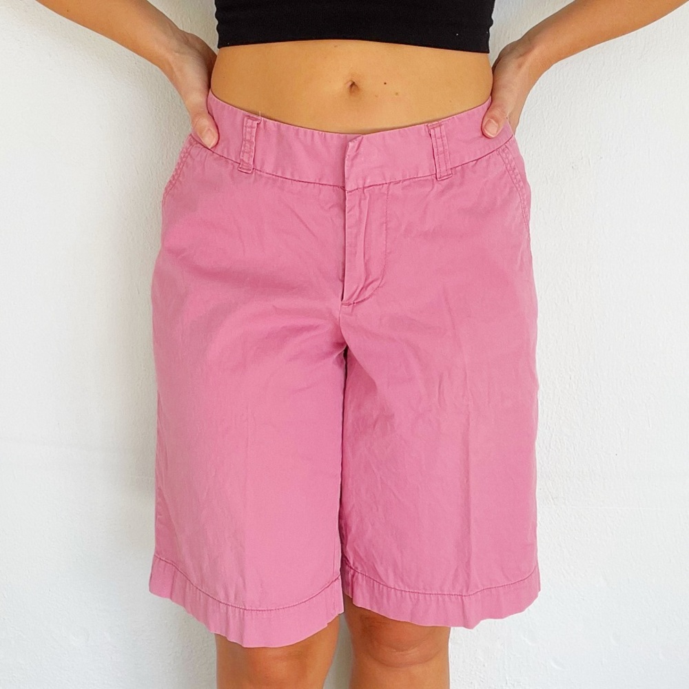 Merona pink cotton stretch knee length Bermuda style shorts size 4